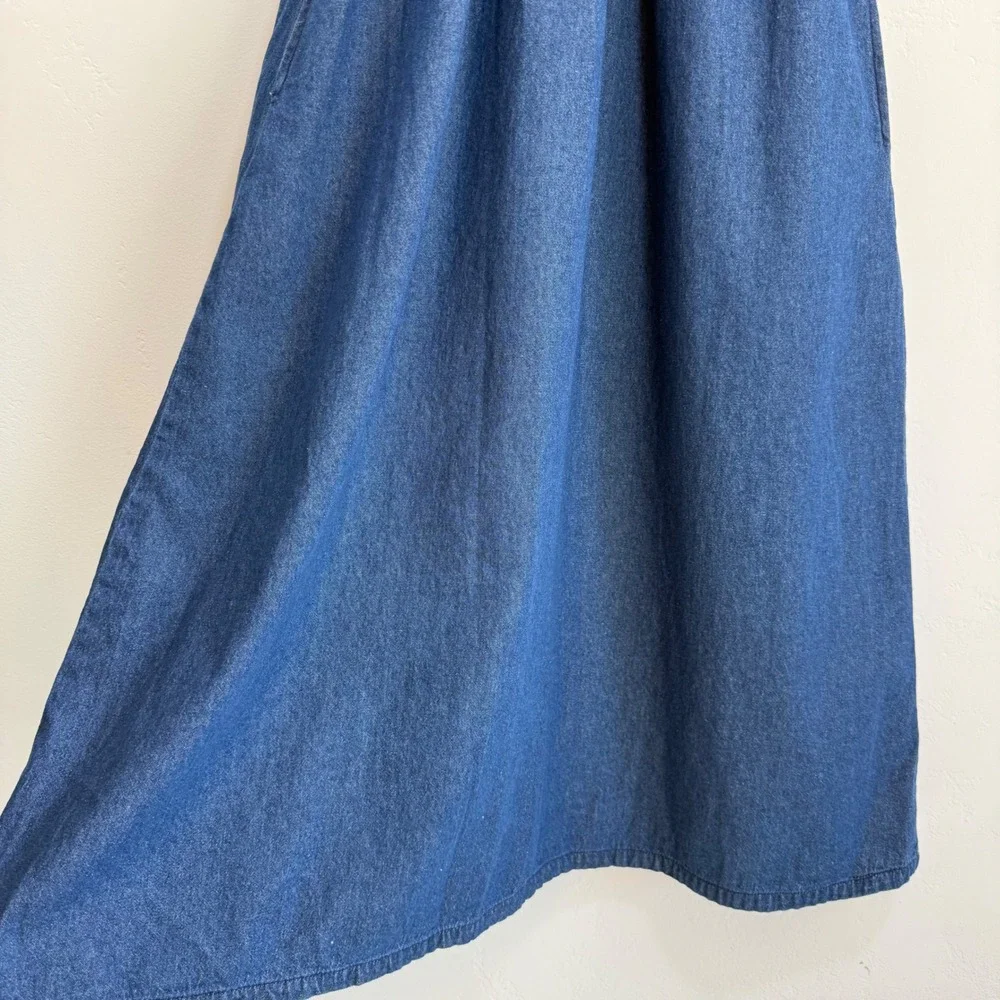 Country Store Embroidered Denim Dress‎ Size M Midi Boho Prairie Cottagecore